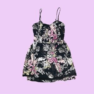 Floral Dress - Black and Pink